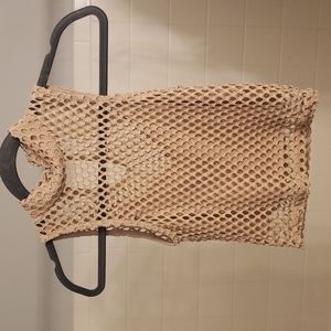 Nude mesh crop with keyhole back and camisole/liner